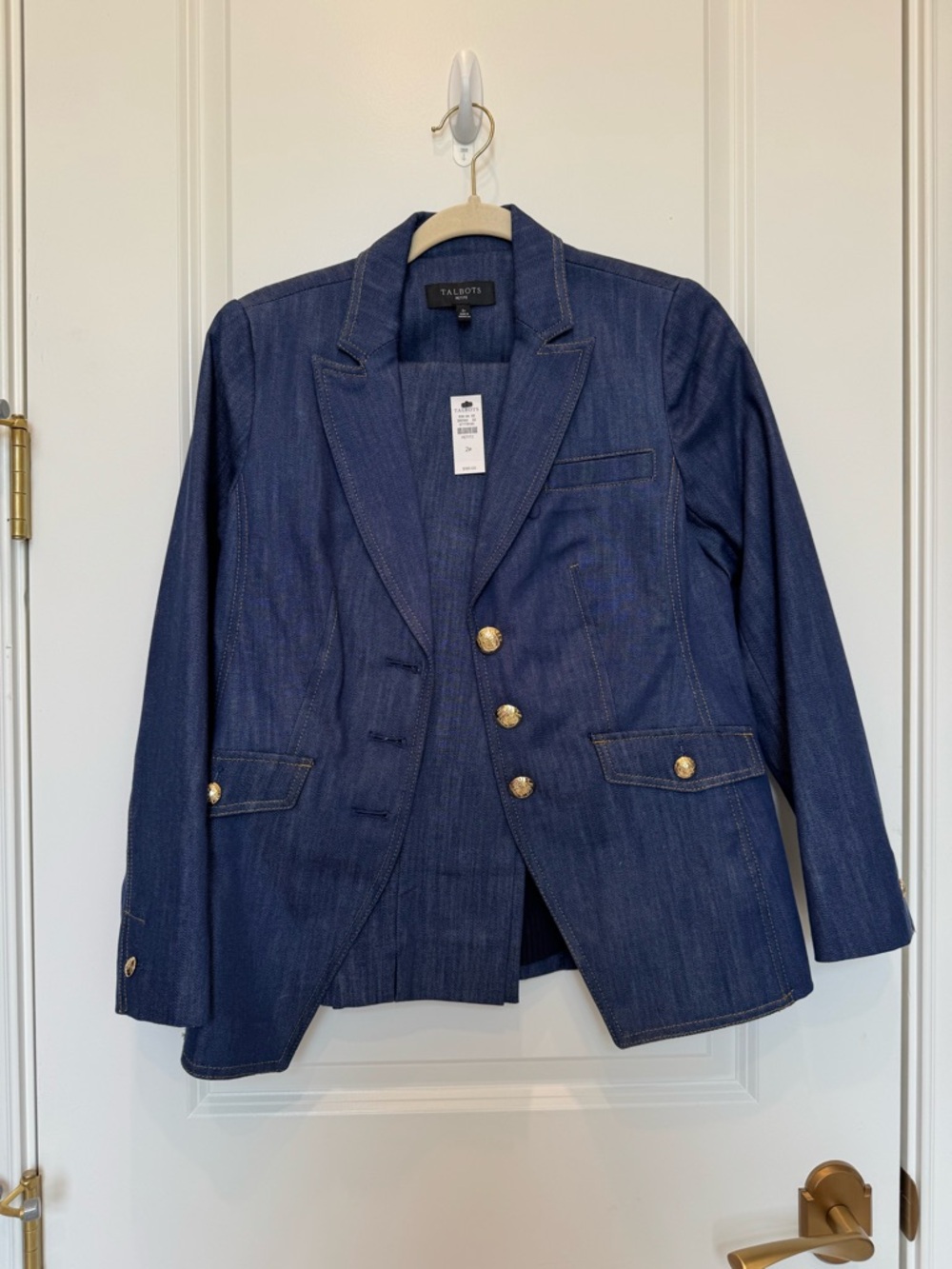 Talbots Women's Navy Denim Blazer and Pant SET
